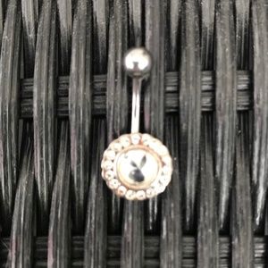playboy crystal logo belly button navel ring